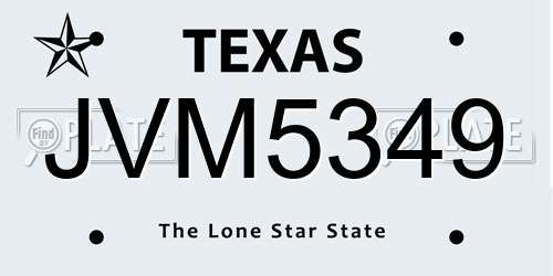 JVM5349 Texas License Plate