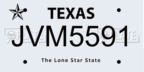 JVM5591 Texas License Plate