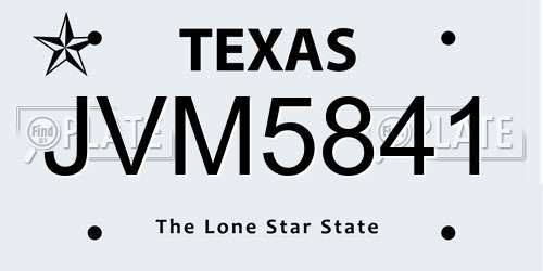 JVM5841 Texas License Plate