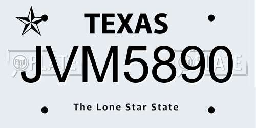 JVM5890 Texas License Plate