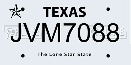JVM7088 Texas License Plate