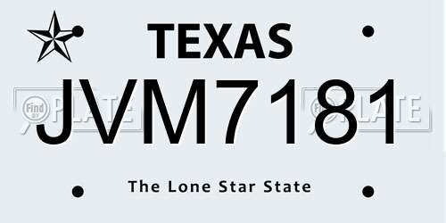 JVM7181 Texas License Plate