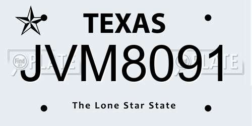 JVM8091 Texas License Plate