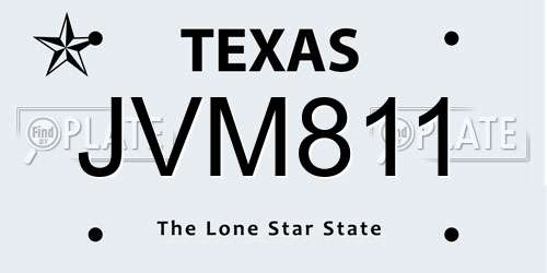 JVM811 Texas License Plate