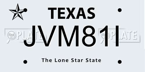 JVM81I Texas License Plate