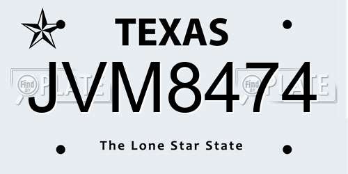JVM8474 Texas License Plate