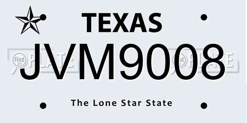 JVM9008 Texas License Plate