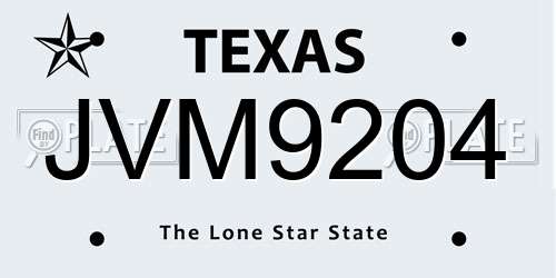 JVM9204 Texas License Plate
