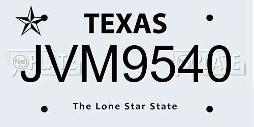JVM9540 Texas License Plate