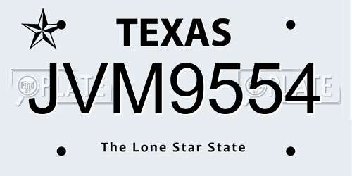 JVM9554 Texas License Plate