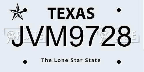 JVM9728 Texas License Plate