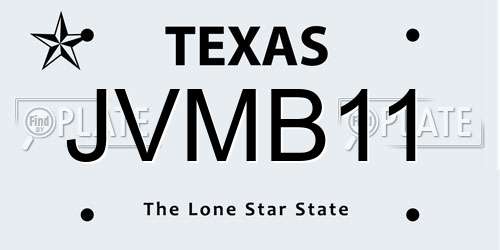 JVMB11 Texas License Plate