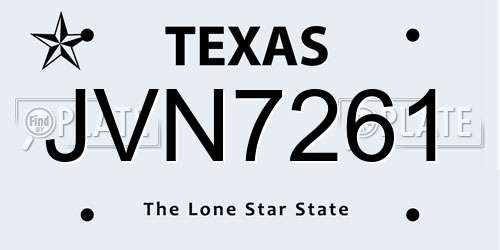 JVN7261 Texas License Plate