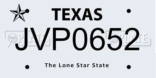 JVP0652 Texas License Plate