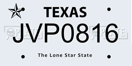 JVP0816 Texas License Plate