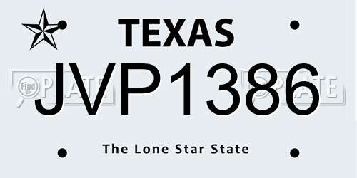 JVP1386 Texas License Plate