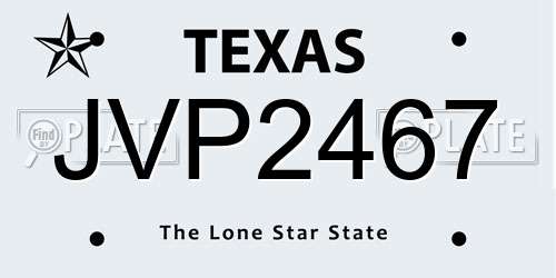 JVP2467 Texas License Plate