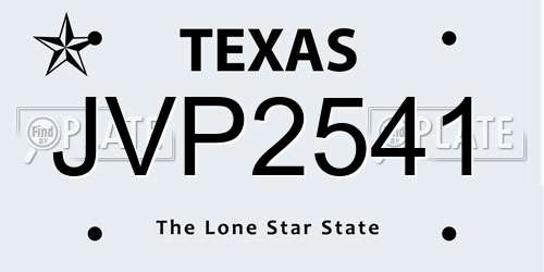 JVP2541 Texas License Plate