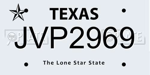 JVP2969 Texas License Plate