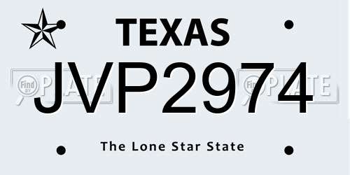 JVP2974 Texas License Plate