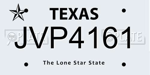 JVP4161 Texas License Plate