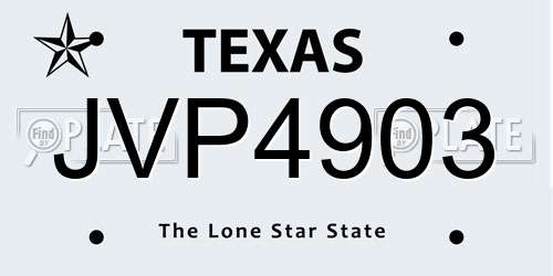 JVP4903 Texas License Plate