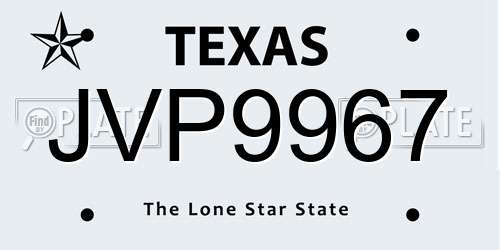 JVP9967 Texas License Plate