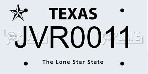JVR0011 Texas License Plate