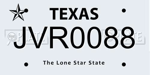 JVR0088 Texas License Plate