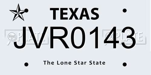 JVR0143 Texas License Plate