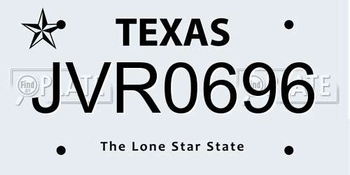 JVR0696 Texas License Plate