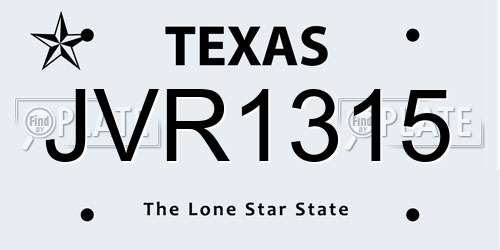 JVR1315 Texas License Plate
