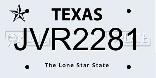 JVR2281 Texas License Plate