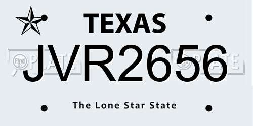 JVR2656 Texas License Plate