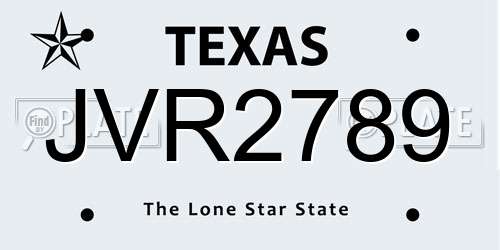 JVR2789 Texas License Plate