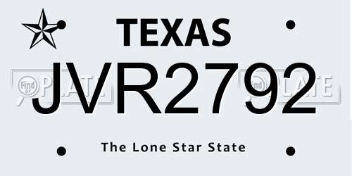 JVR2792 Texas License Plate