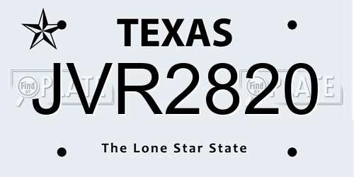 JVR2820 Texas License Plate