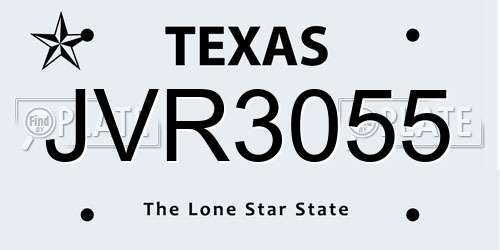 JVR3055 Texas License Plate