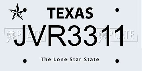 JVR3311 Texas License Plate