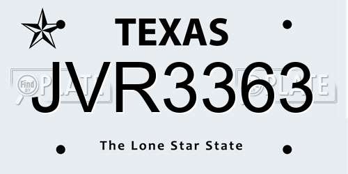 JVR3363 Texas License Plate
