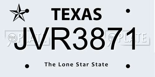 JVR3871 Texas License Plate