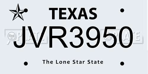 JVR3950 Texas License Plate