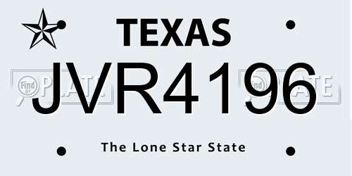 JVR4196 Texas License Plate