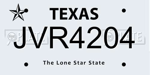 JVR4204 Texas License Plate