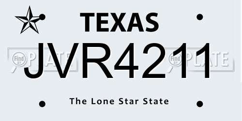 JVR4211 Texas License Plate