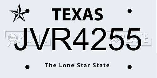 JVR4255 Texas License Plate