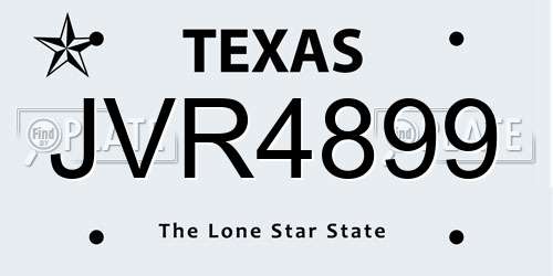 JVR4899 Texas License Plate