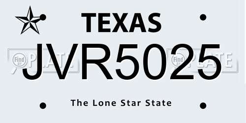 JVR5025 Texas License Plate