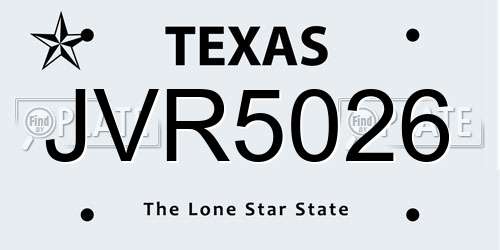 JVR5026 Texas License Plate