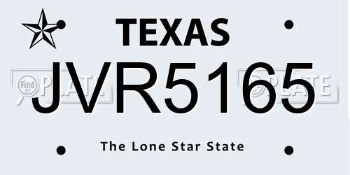 JVR5165 Texas License Plate